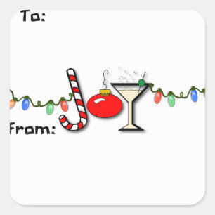 Joyous Martini Gift Label Sticker
