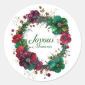 Joyous Moments Floral holiday Wreath Sticker (Voorkant)