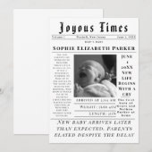 Joyous Newborn Times Birth Aankondiging (Voorkant / Achterkant)