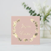 Joyous Paast Bunny Elegant Pink Gold Pasen Feestdagenkaart (Staand voorkant)
