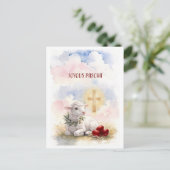 Joyous Pascha Lamb, Red Eggs and Cross Briefkaart (Staand voorkant)