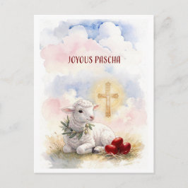 Joyous Pascha Lamb, Red Eggs and Cross Briefkaart