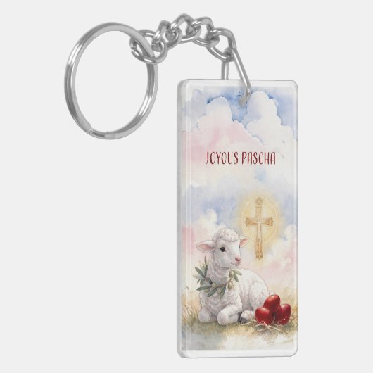 Joyous Pascha Lamb, Red Eggs and Cross Sleutelhanger (Voorkant Links)