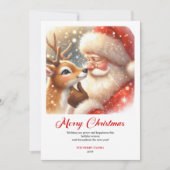 Joyous Santa And Rudolph Classic Holiday Greeting Feestdagenkaart (Voorkant)