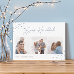 Joyous Sketch | Hanukkah Photo Collage Feestdagenkaart<br><div class="desc">Verstuur Hanukkah begroetingen naar vrienden en familie in chique stijl met onze elegante fotokaarten. De kaart is ontworpen om drie van uw favoriete foto's aan zij te plaatsen in een collage formaat, en bevat "joyous Hanukkah" in casual handgeschetste scriptletters, voorzien van handgetekende sterren aan de hoeken. Pas aan met je...</div>