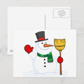 Joyous Snowman houdt een kamer en wacht Briefkaart (Voorkant / Achterkant)