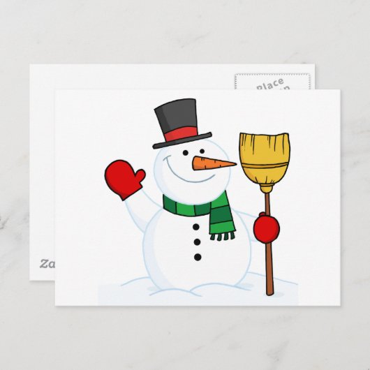 Joyous Snowman houdt een kamer en wacht Briefkaart (Voorkant / Achterkant)