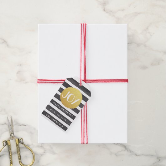 Joyous Stripes Holiday Gift Labels Cadeaulabel (Met Touw)