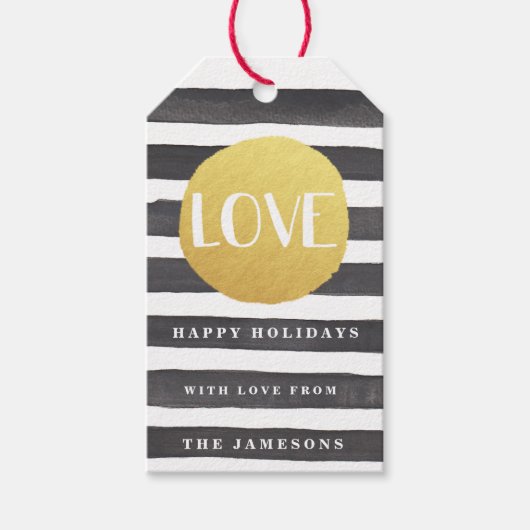 Joyous Stripes Holiday Gift Labels / LIEFDE Cadeaulabel (Voorkant)