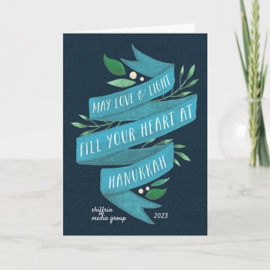 Joyous Tidings | Folded Business Hanukkah Kaart (Voorkant)