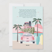 Joyous Travels Tropical Road Trip Pink Retro Feestdagenkaart (Achterkant)