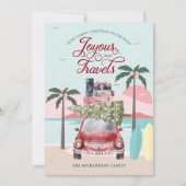 Joyous Travels Tropical Road Trip Red Retro Feestdagenkaart (Voorkant)