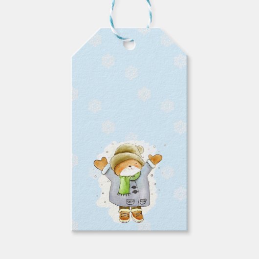 Joyous Winter Cat Cadeaulabel (Voorkant)