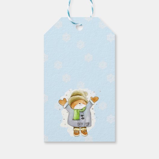 Joyous Winter Cat Cadeaulabel (Achterkant)