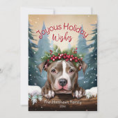 Joyous Wishes Winter Wonderland American Pit Bull Feestdagenkaart (Voorkant)