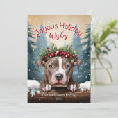 Joyous Wishes Winter Wonderland American Pit Bull Feestdagenkaart (Staand voorkant)