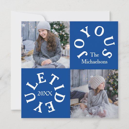 Joyous Yuletide 2 Foto Feestdagenkaart (Voorkant)