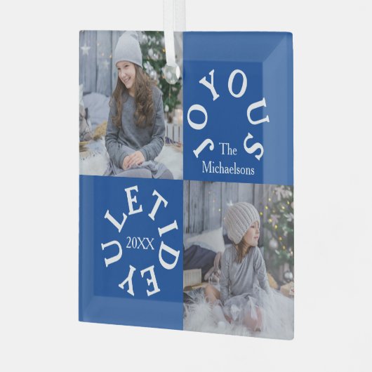 Joyous Yuletide 2 Foto Glas Ornament (Voorkant links)