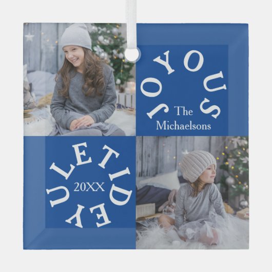 Joyous Yuletide 2 Foto Glas Ornament (Voorkant)