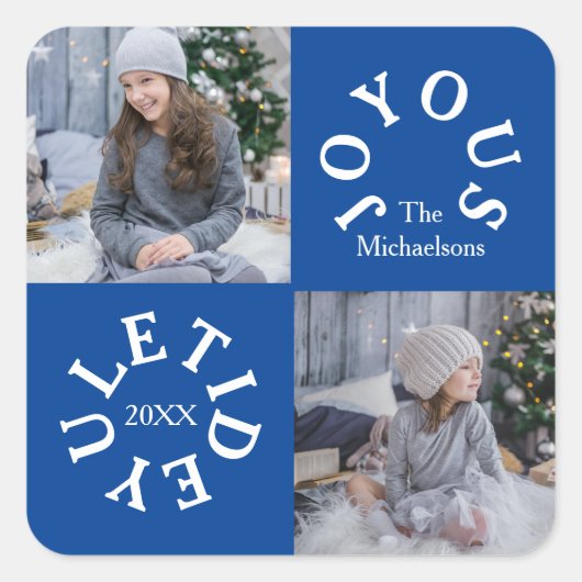 Joyous Yuletide 2 Foto Vierkante Sticker (Voorkant)