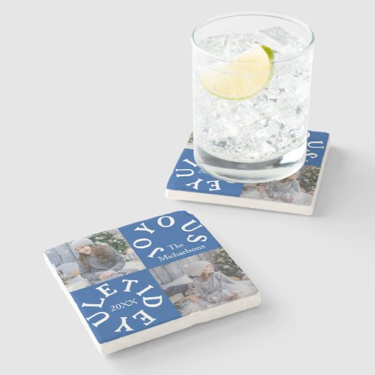 Joyous Yuletide 2 Photo Stenen Onderzetter (Zijkant)