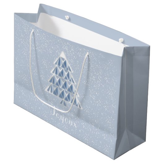Joyoux Noel Blue Gift Bag Groot Cadeauzakje (Voorkant Gekanteld)