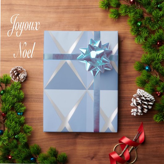 Joyoux Noel Christmas Blue Wrapping Paper Cadeaupapier