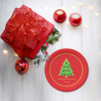 Joyoux Noel Rood en Groen Ronde Papier Bord