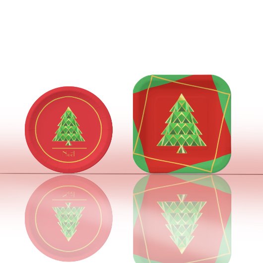 Joyoux Noel Rood en Groen Ronde Papier Bord