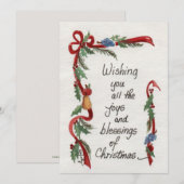 "Joys and Blessings" Grens Groene Garland Feestdagenkaart (Voorkant / Achterkant)