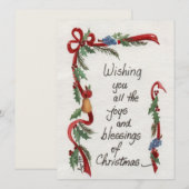 "Joys and Blessings" kerstwens Groene Garland Feestdagenkaart (Voorkant / Achterkant)