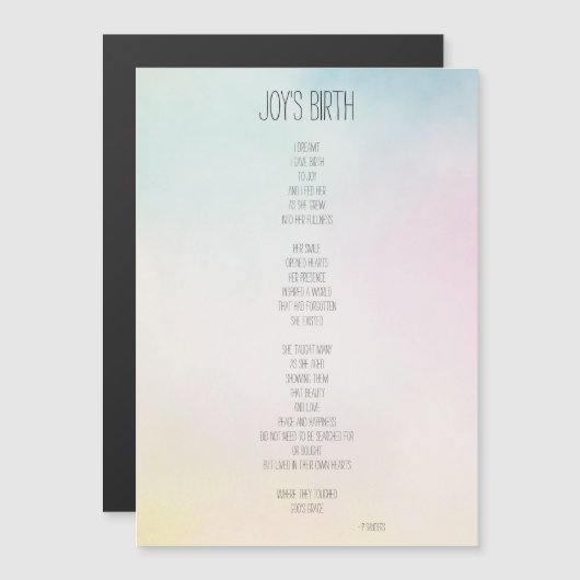 Joy's Birth Inspirerend Poem (Voorkant / Achterkant)