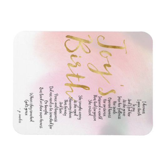 Joy's Birth Poem Magneet (Horizontaal)