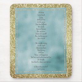 Joy's Birth Poem Mint Gold Glitter Muismat