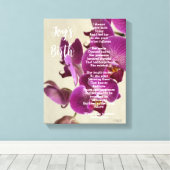 Joy's Geboorte Inspirerend Gedicht Roze Orchideeën Canvas Afdruk (Insitu (Houten vloer))