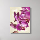 Joy's Geboorte Inspirerend Gedicht Roze Orchideeën Canvas Afdruk (Voorkant)