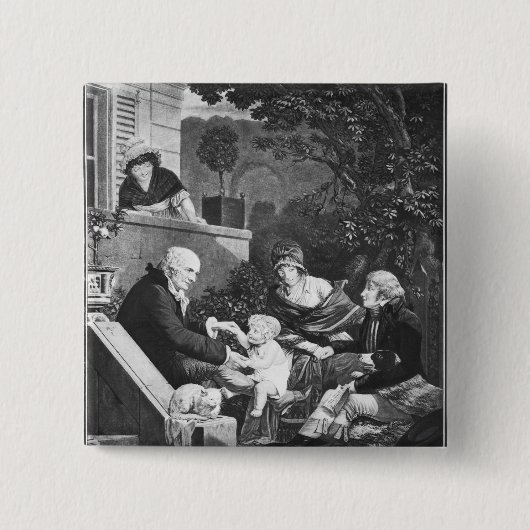 Joys of a father, c.1797 vierkante button 5,1 cm (Voorkant)