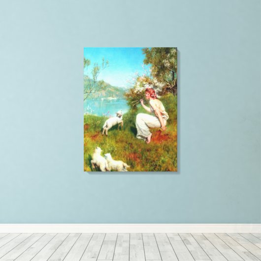 Joys of Spring (door John Collier) Canvas Afdruk (Insitu (Houten vloer))