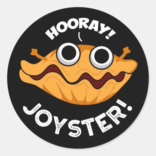 Joyster Funny Joyful Animal Oyster Pun Dark BG Ronde Sticker (Voorkant)