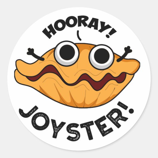 Joyster Funny Joyful Animal Oyster Pun Ronde Sticker (Voorkant)