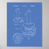 Joystick Controller 1985 Patent Art Blueprint Poster (Voorkant)