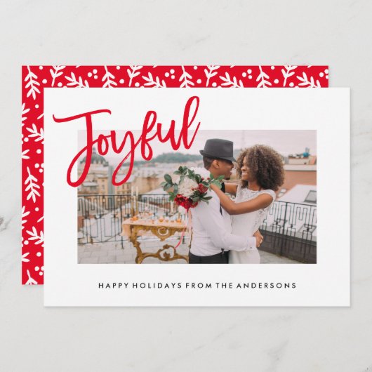 Joyully Brushed Holiday Photo Card Feestdagenkaart (Voorkant / Achterkant)