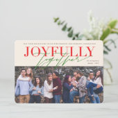 Joyully Together Classic Typography Moderne Photo Feestdagenkaart (Staand voorkant)