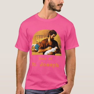 Jozef houdt Baby Jezus vast terwijl Maria slaapt.  T-shirt