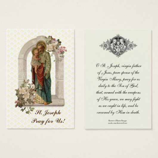 Jozef Memorare Prayer Heilige Kaart (Voorkant /achterkant)