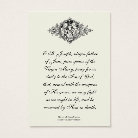 Jozef Memorare Prayer Heilige Kaart (Achterkant)