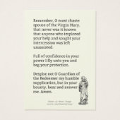 Jozef Memorare Prayer Heilige Kaart (Achterkant)