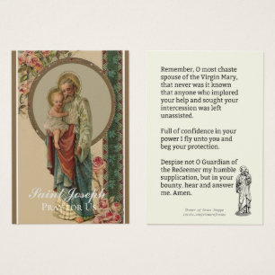 Jozef Memorare Prayer Heilige Kaart