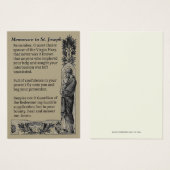 Jozef Memorare Prayer Heilige Kaart (Voorkant /achterkant)
