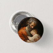 Jozef met het kind Jezus Ronde Button 3,2 Cm (Voorkant /achterkant)